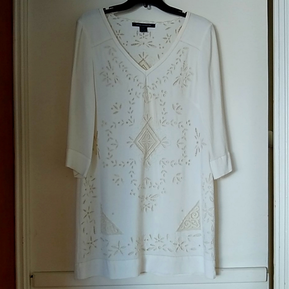 French Connection white embroidered sheath dress,
